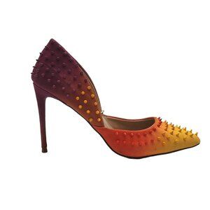 Steve Madden Testy Orange Multi Stud Printed High Stiletto Pointed Toe Pump Sz 6
